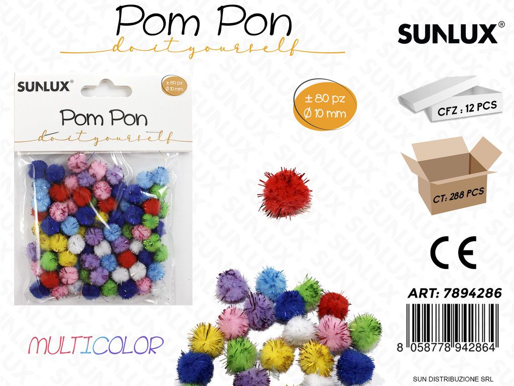 Pompon Multicolor D.10MM-80PCS