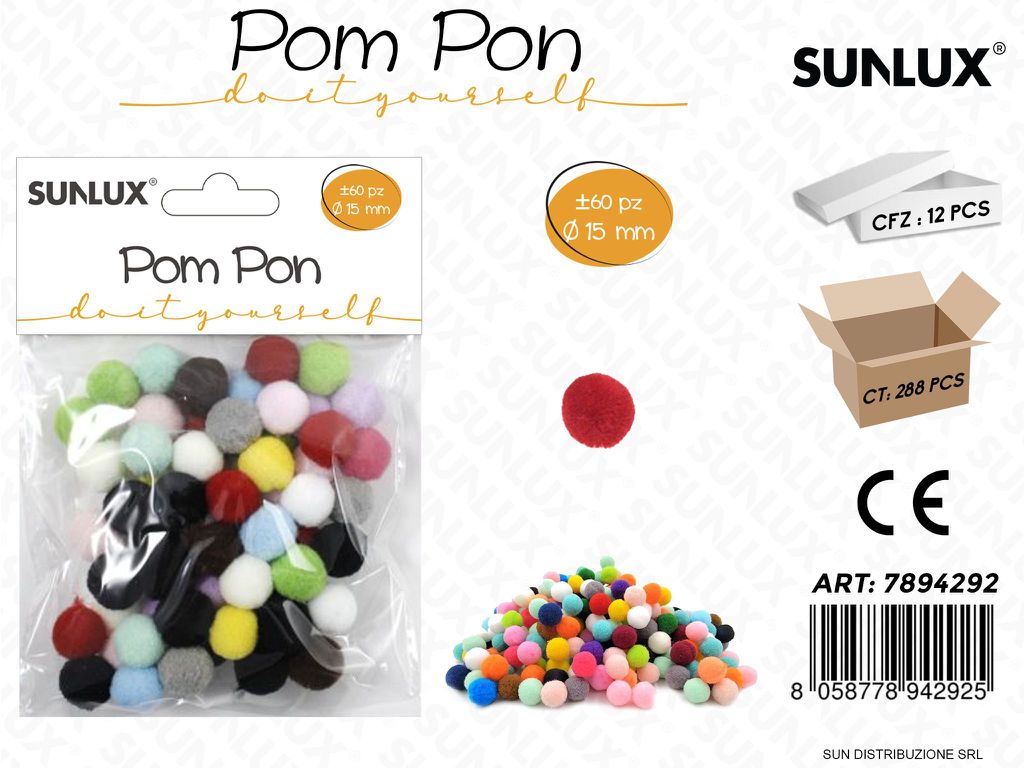 Pom Pon Colori Ass. 60PCS D.15MM