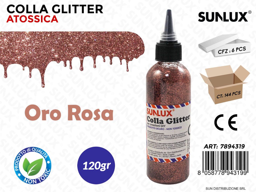 Colla Glitter Rosa Oro 120GR