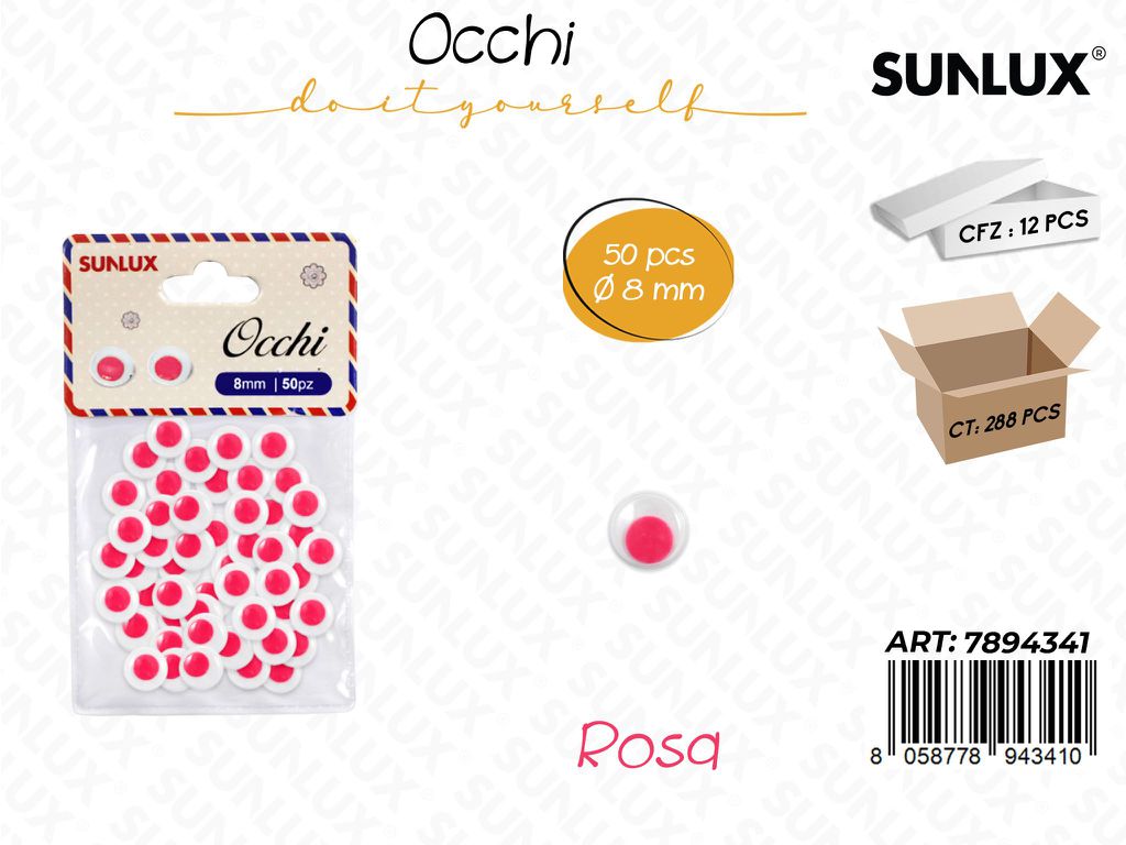 Occhi Dec. Rosa 50PCS D.8MM