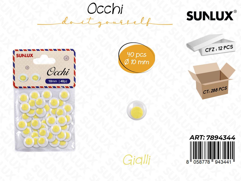 Occhi Dec. Giallo 40PCS D.10MM