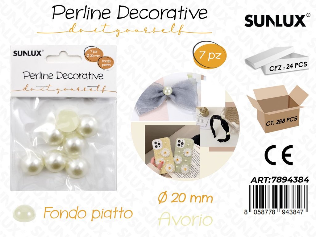 Perline Dec. Diy Avorio D. 20MM 7PCS