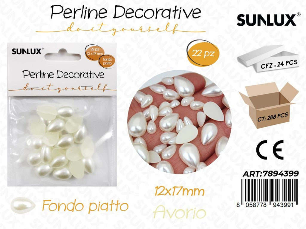 Perline Dec. Diy Goccia Avorio 12*17MM 22PCS