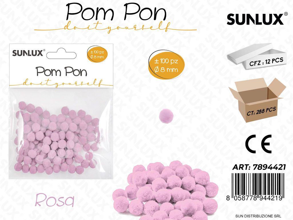 Pom Pon Rosa D.8MM 100PCS