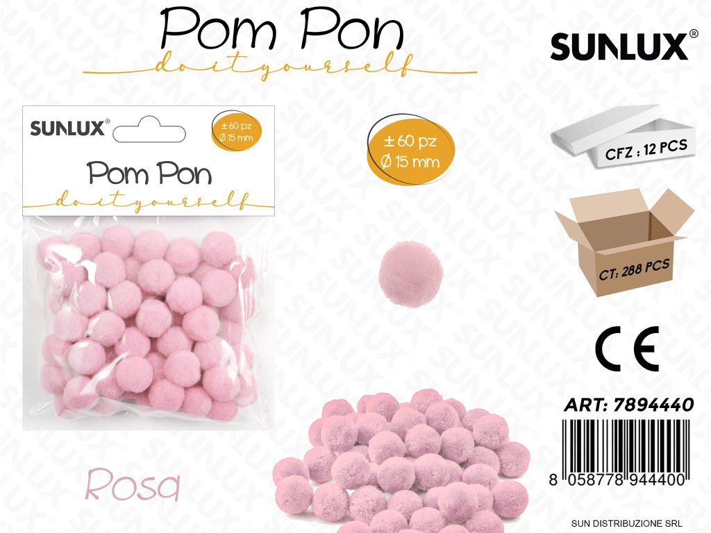Pom Pon Rosa D.15MM 60PCS
