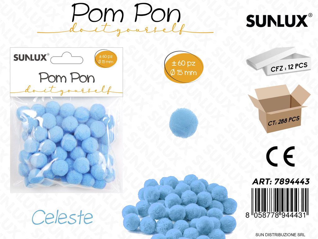 Pom Pon Celeste D.15MM 60PCS