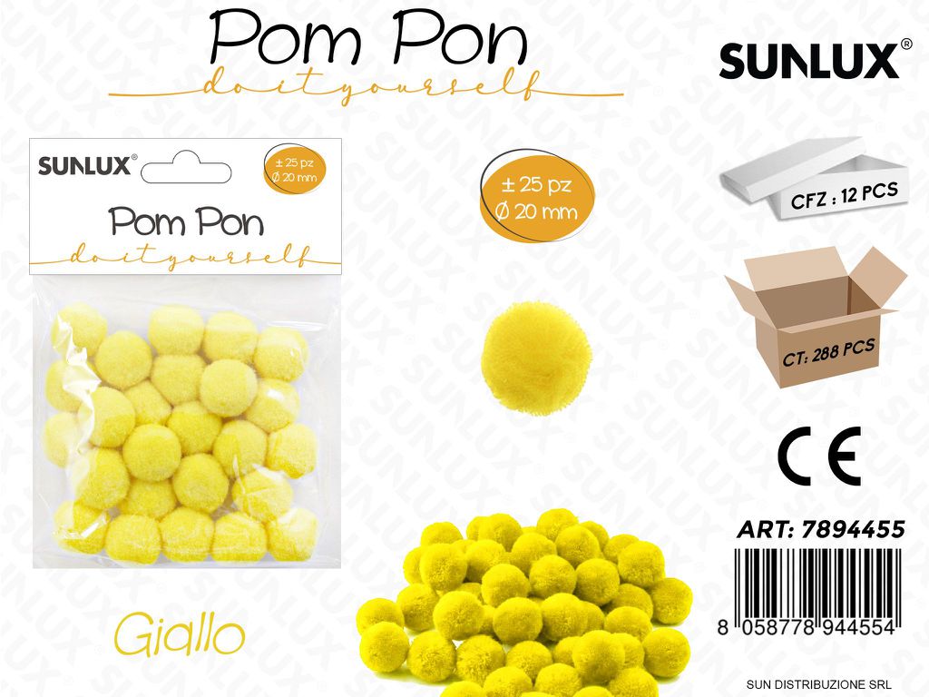 Pom Pon Giallo D.20MM 25PCS