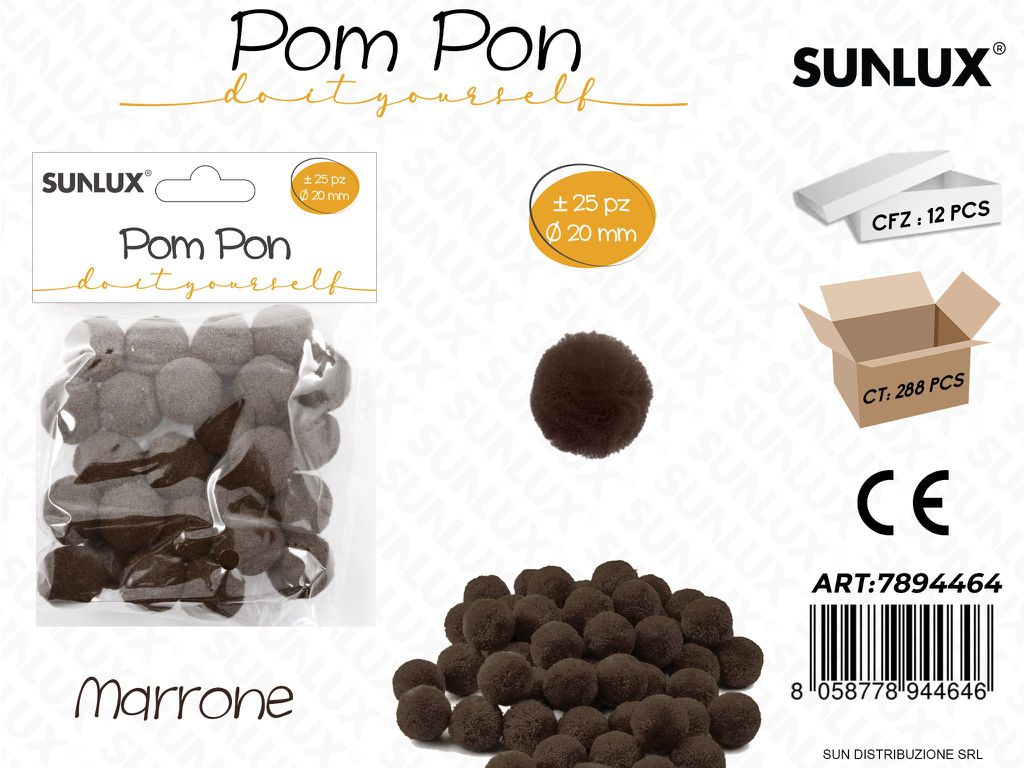 Pompon Diy 2.0CM 25PC Kmarrone