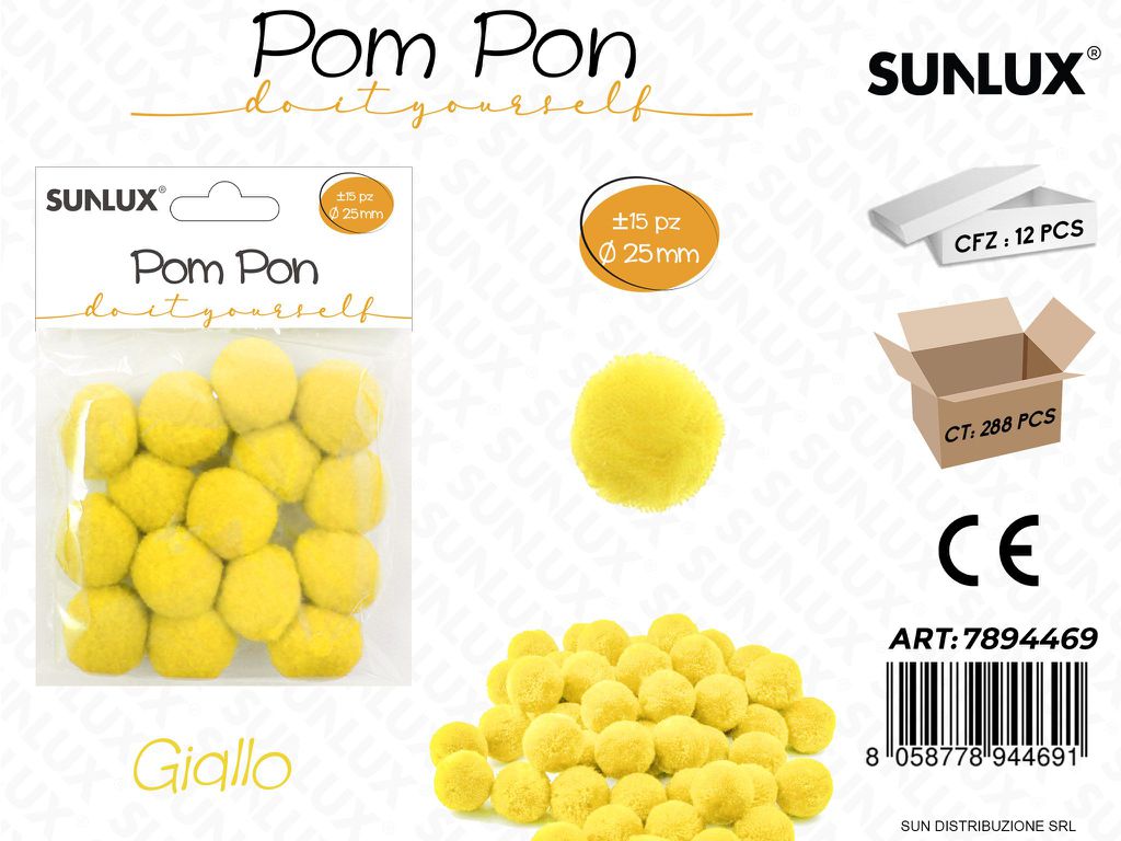 Pom Pon Giallo D.25MM 15PCS
