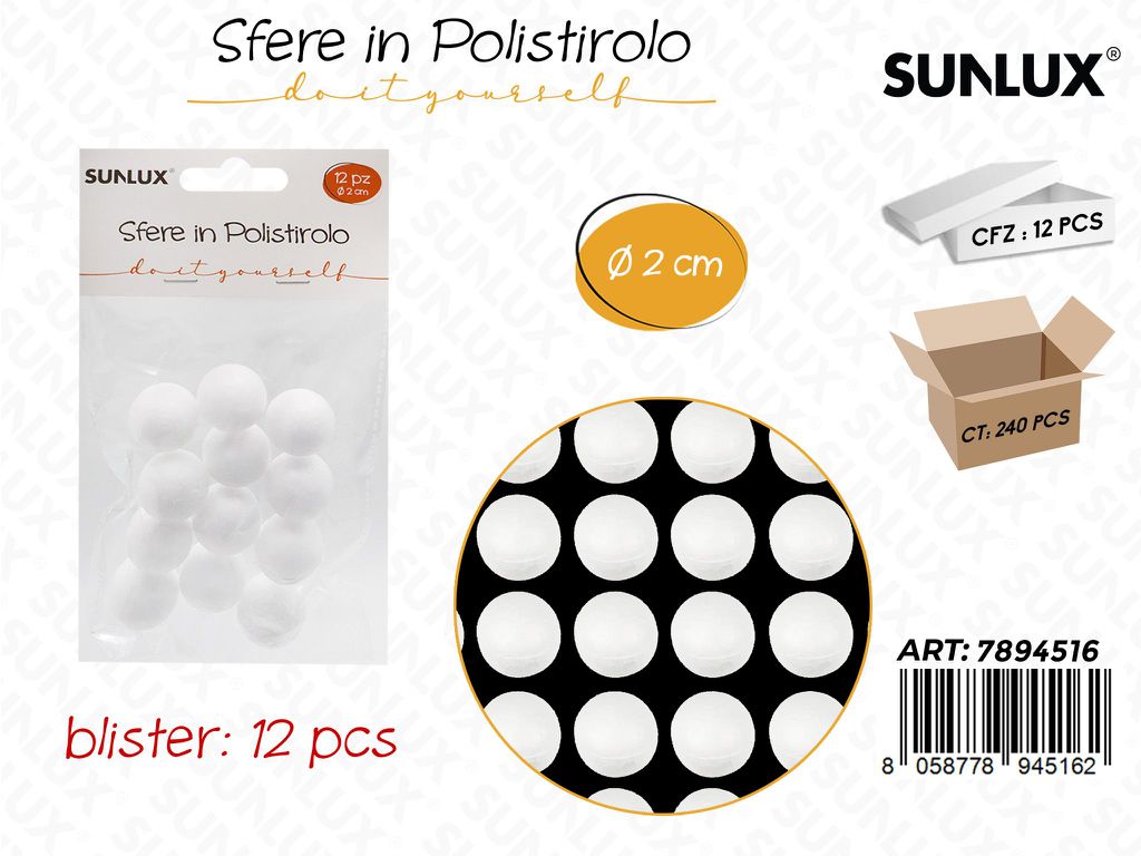 Sfere in Polistirolo 12PCS D.2CM