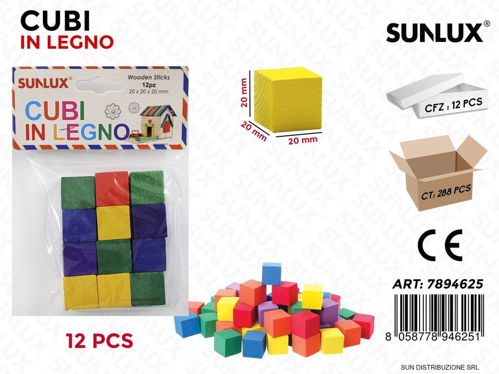 Cubi in Legno Colorati 20*20*20MM-12PCS