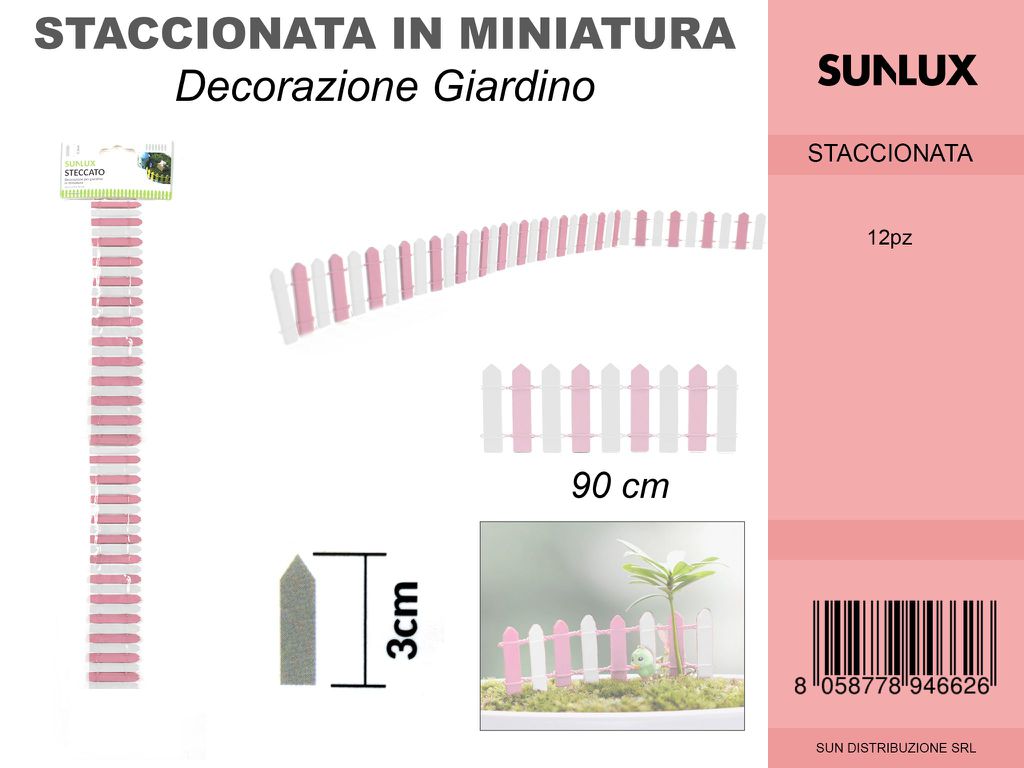 Dec. Steccato 90*3M Bianco- Rosa Pz da 12
