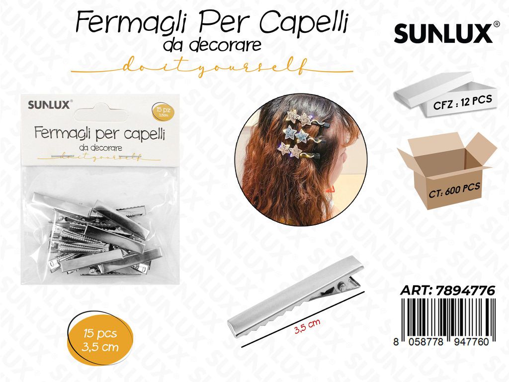 Sunlux Fermagli Capelli da Dec. 15PCS 3.5CM