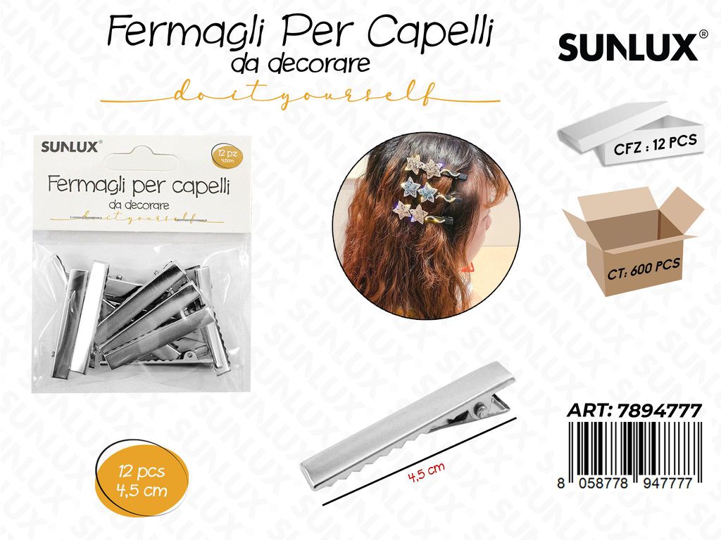 Sunlux Fermagli Capelli da Dec. 12PCS 4.5CM