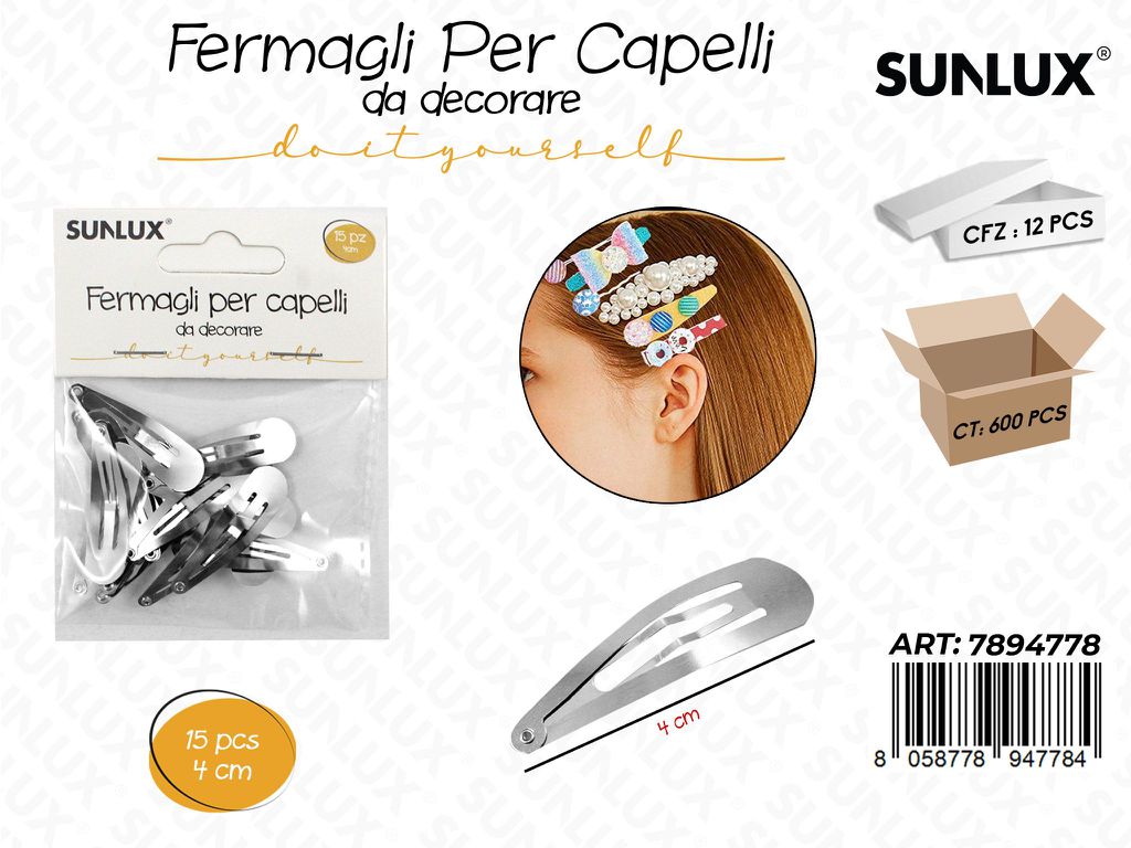 Sunlux Fermagli Capelli da Dec. 15PCS 4CM