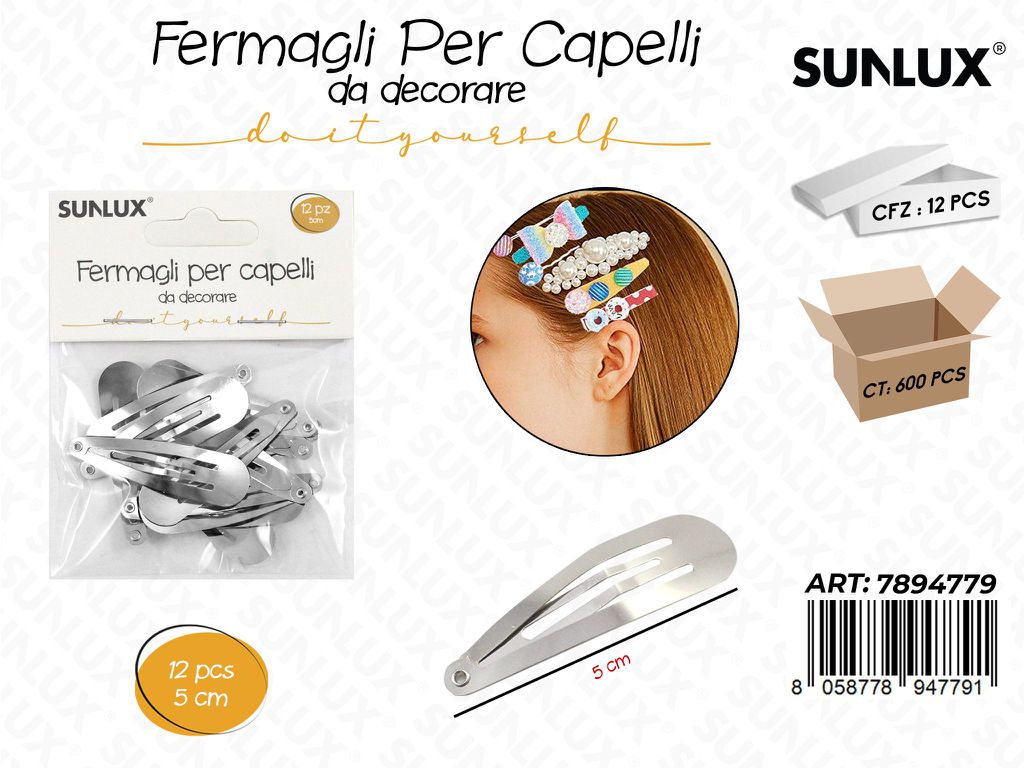 Sunlux Fermagli Capelli da Dec. 12PCS 5CM