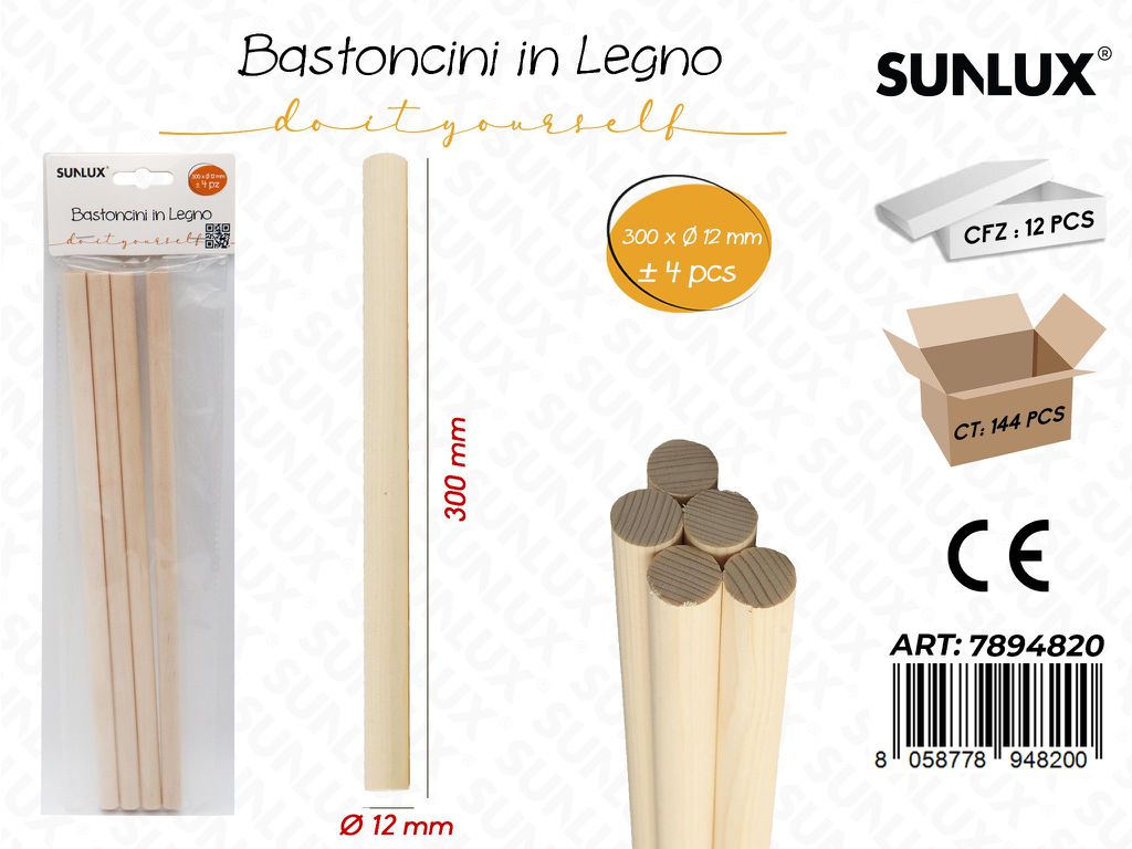 Bastoncini Legno 4PCS 12*300MM