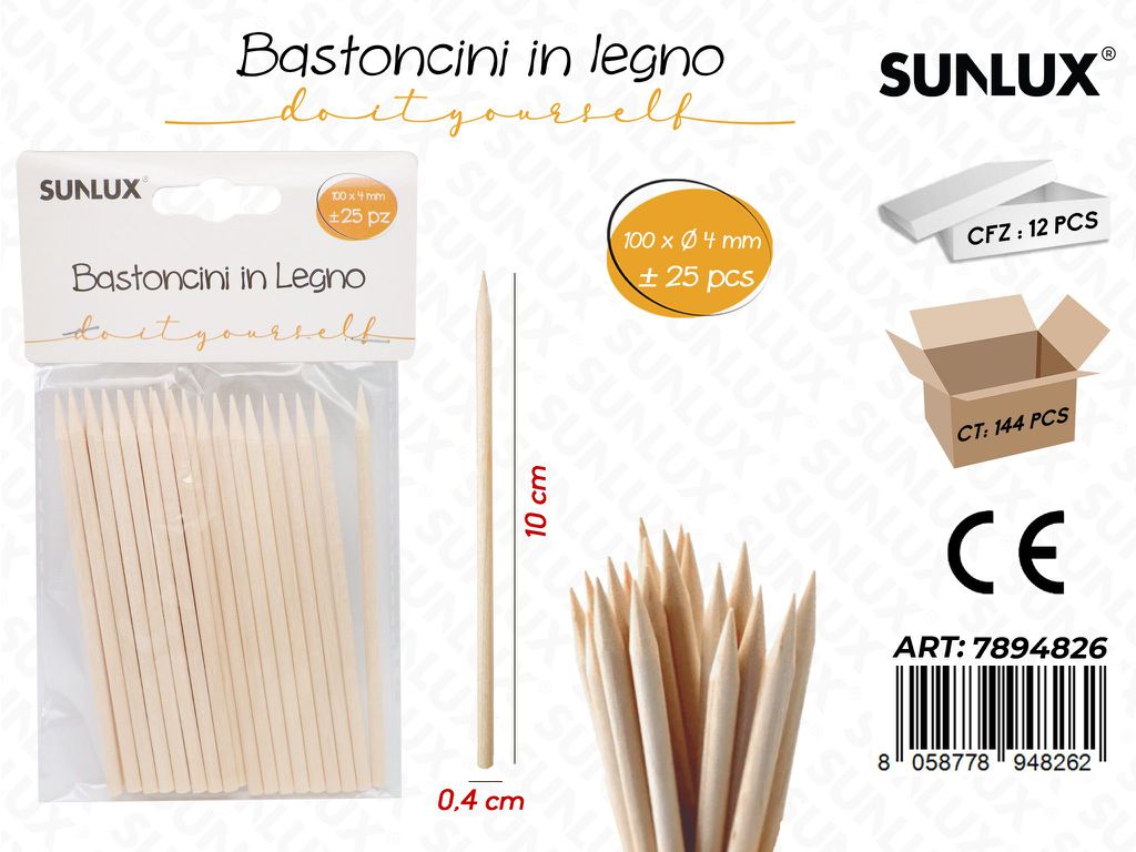 Bastoncini Legno 25PCS 4*100MM