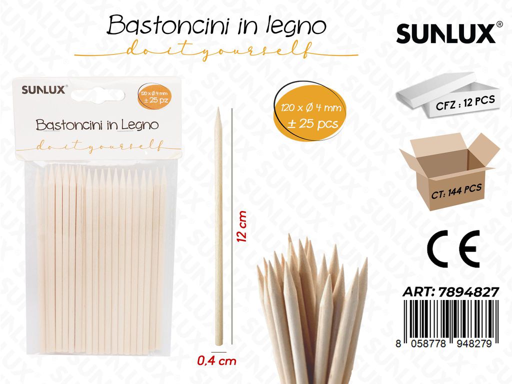 Bastoncini Legno 25PCS 4*120MM