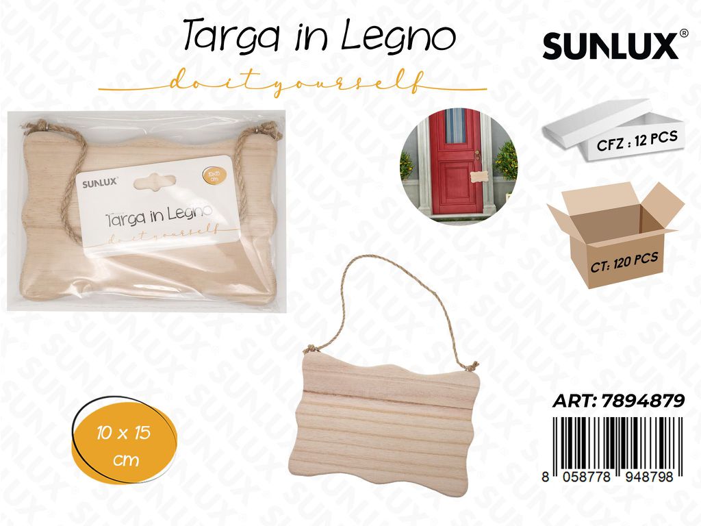 Targa in Legno c/ Cordoncino 15*10CM