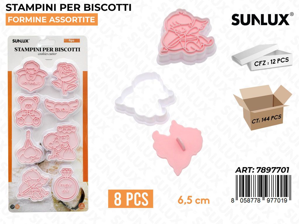 Sunlux Stampini per Biscotti Love 8PCS 6.5CM
