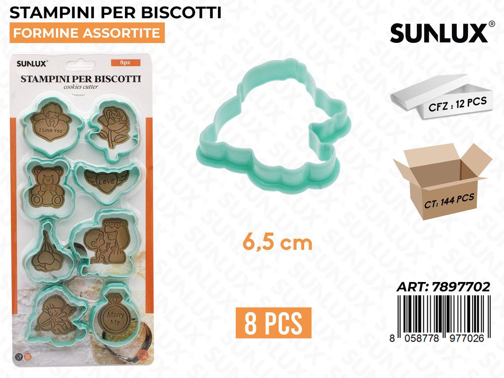 Sunlux Stampini per Biscotti Love 8PCS 6.5CM