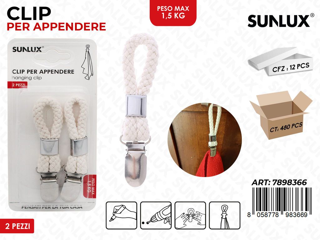 Sunlux Clip per Appendere 2PCS Max 1.5KG / Pz da 12