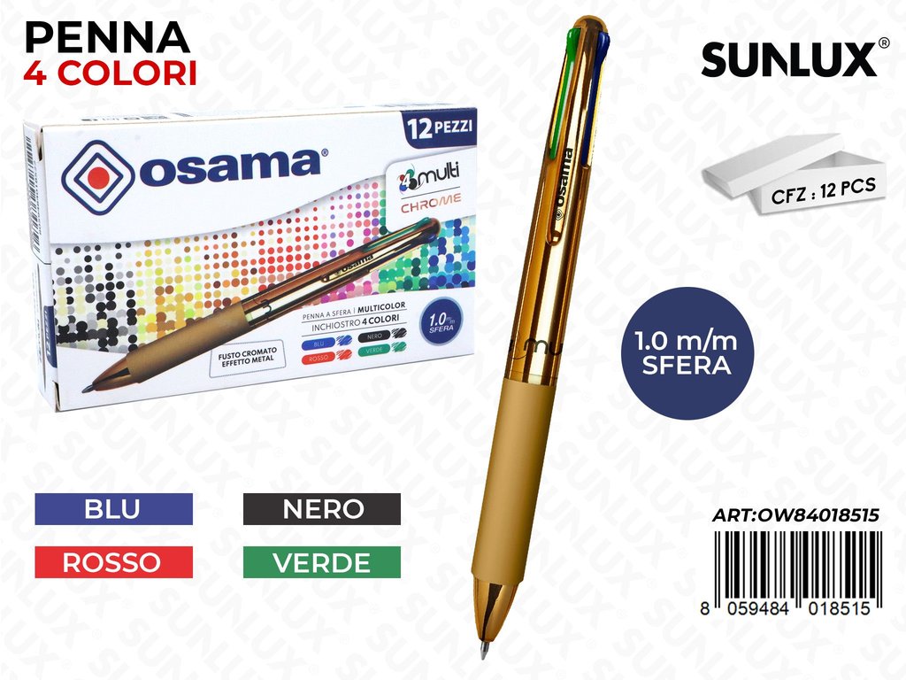 Penna Sfera 4MULTI Color Metallic Gold Chrome