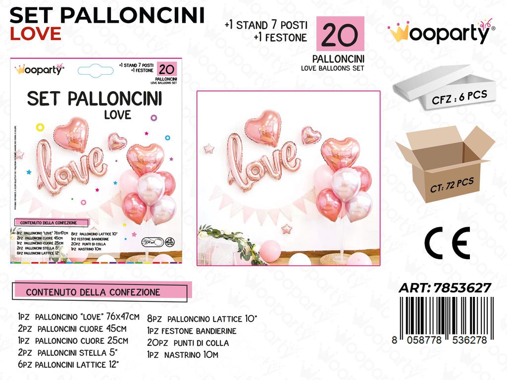 Set Palloncini Love 20PCS Ass. c/ Fest.