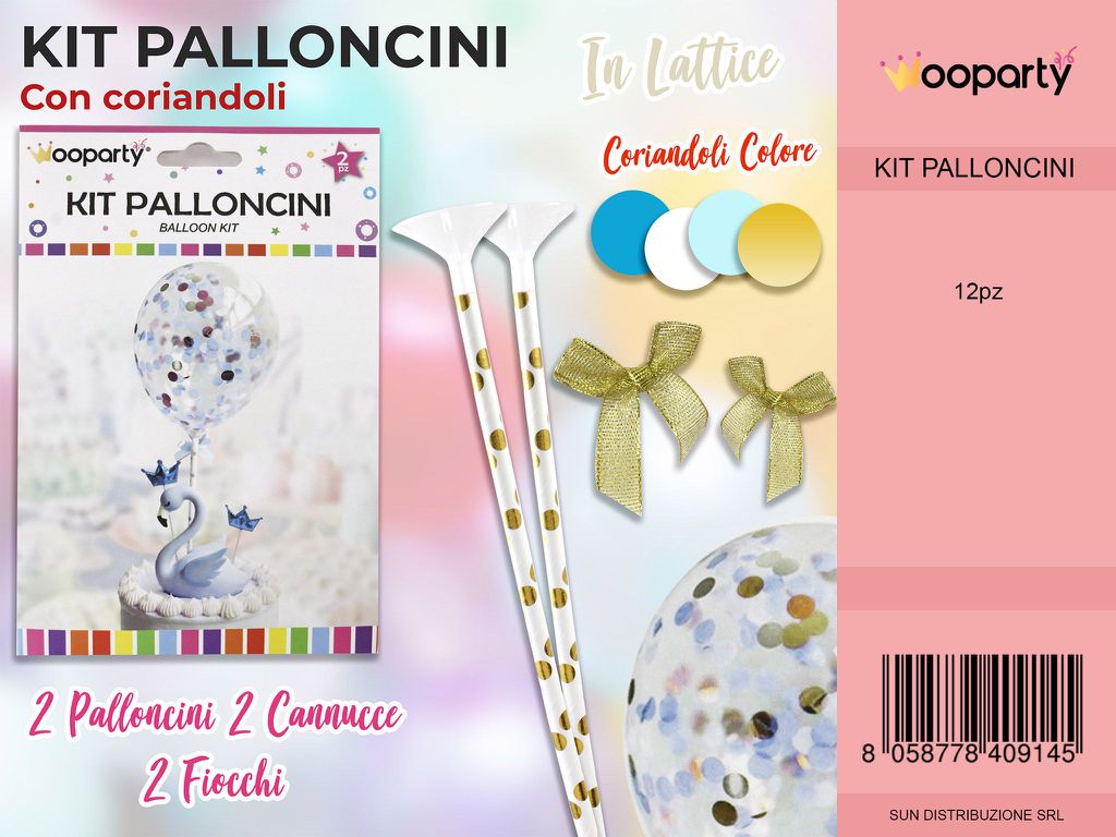 Kit Palloncini c/ Coriandoli Celeste Ass.