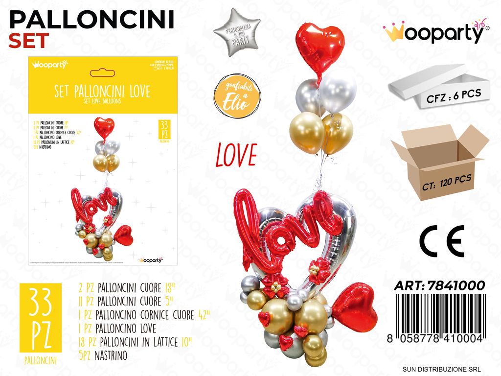 Set Palloncini Love Rosso 33PCS Ass.