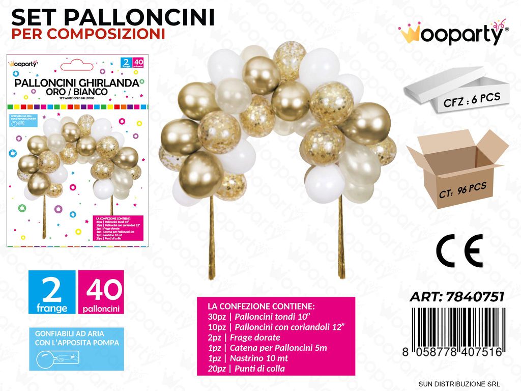 Palloncini Ghirlanda ORO*BIANCO 42PCS