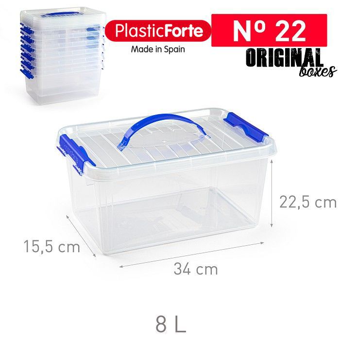 Scatola 8 L con coperchio e maniglia TRASPARENTE