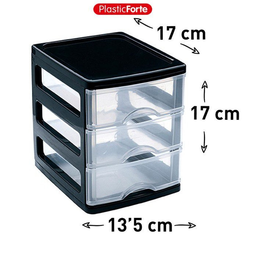 Cassettiera 3 Cassetti Turia NERO 17 x 13,5 x 17