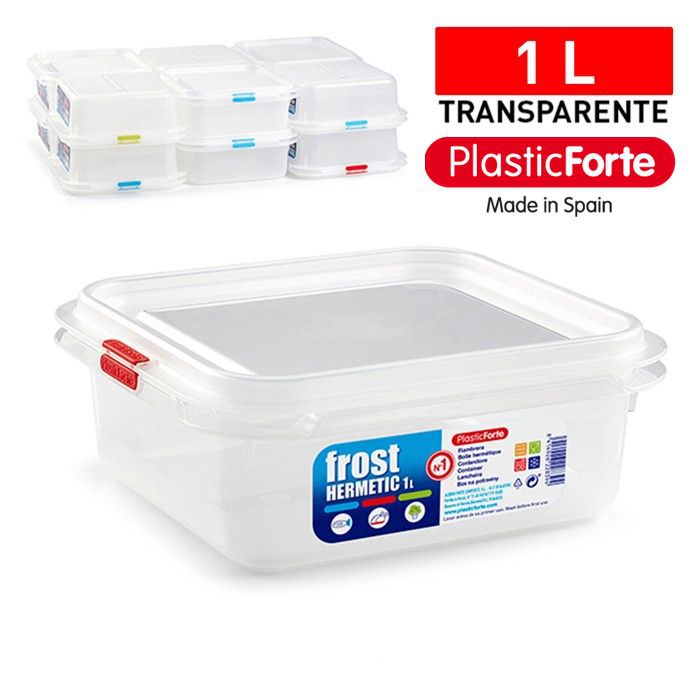 ContenitoreTRASPARENTEFrost No1 1000 ml quadrato basso 17,5 x 16 x 6,5