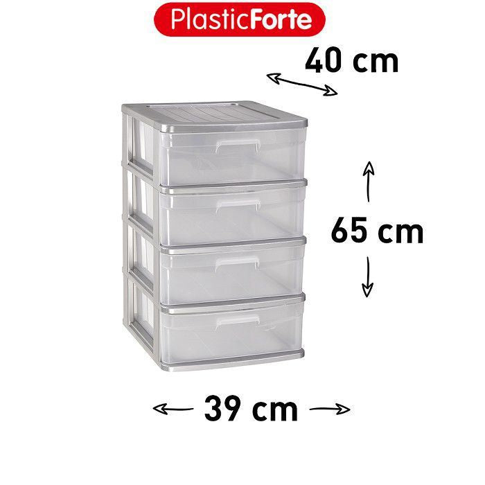 Cassettiera SENA 4 cassetti ARGENTO