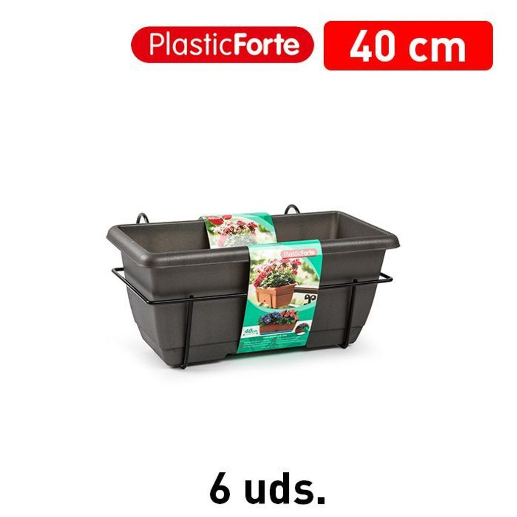 Fioriera per balcone con supporto 40 cm ANTRACITE