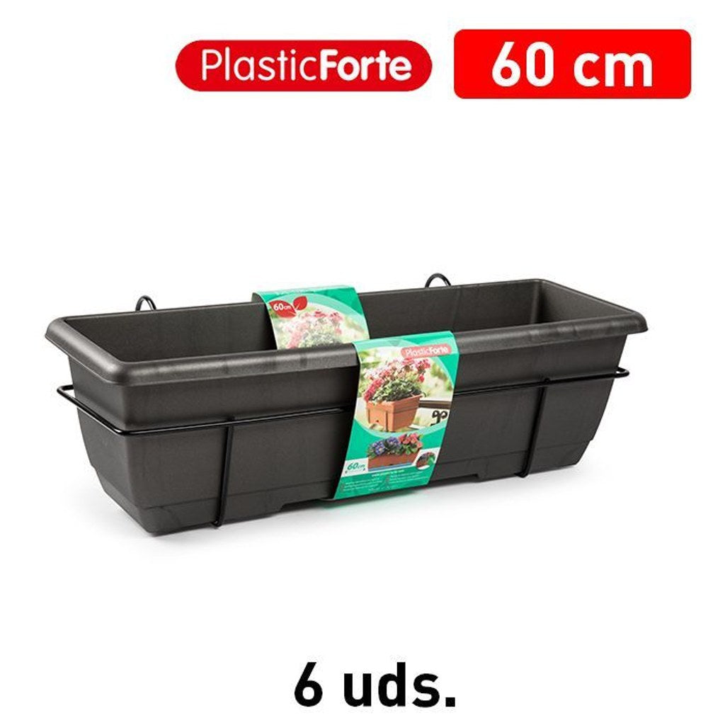Fioriera per balcone con supporto 60 cm ANTRACITE