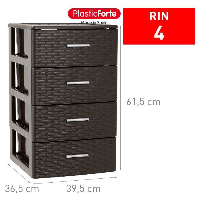 Cassettiera 4 cassetti Rin Rattan WENGUE