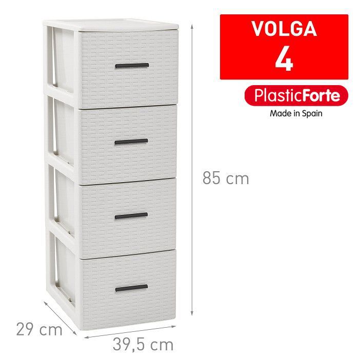 Cassettiera 4 cassetti Volga Rattan BLANCO ROTO