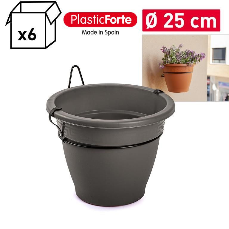 Vaso 25 cm con supporto ANTRACITE