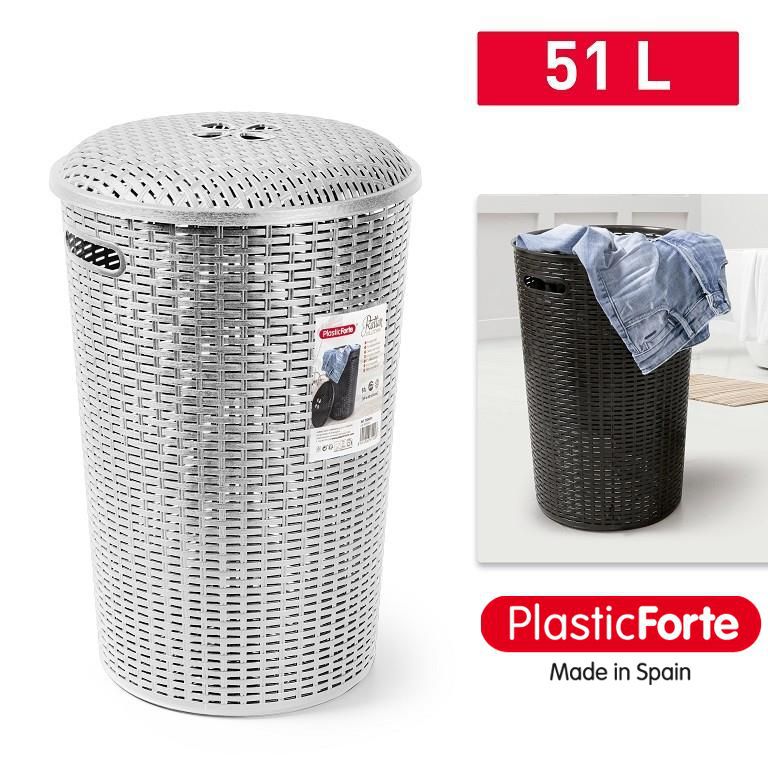 Portabiancheria Tonda Rattan ARGENTO