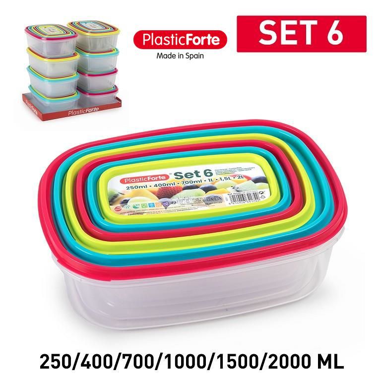 Set di 6 scatole portapranzo rettangolare urban
