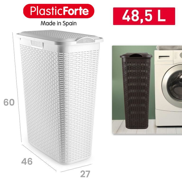 Portabiancheria Rattan Slim 48,5 L BIANCO