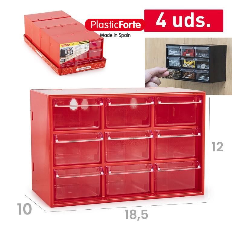 Cassettiera multiuso 9 cassetti ROSSO