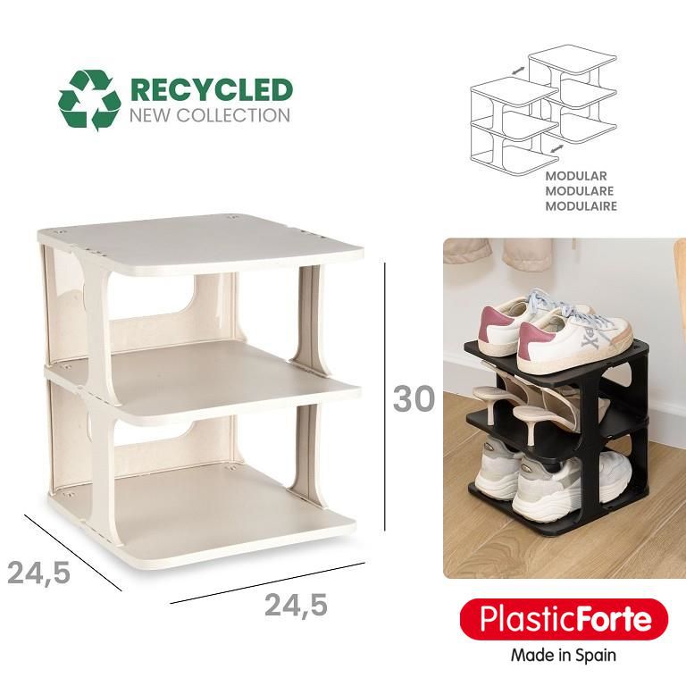 Scarpiera impilabile a 3 ripiani BEIGE F23 JASPEADO