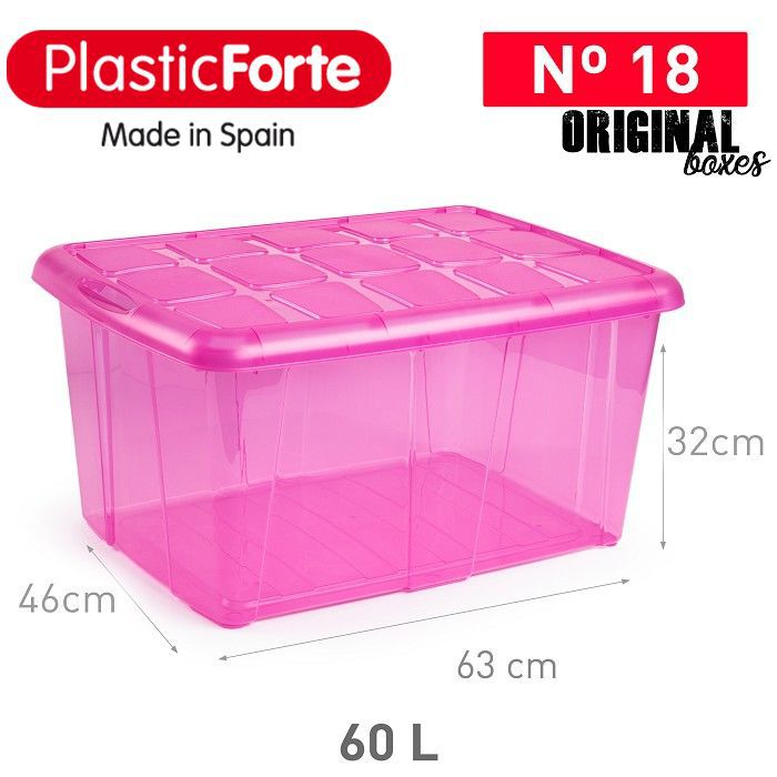 Scatola multiuso No 18 60 L ROSA TRANSL