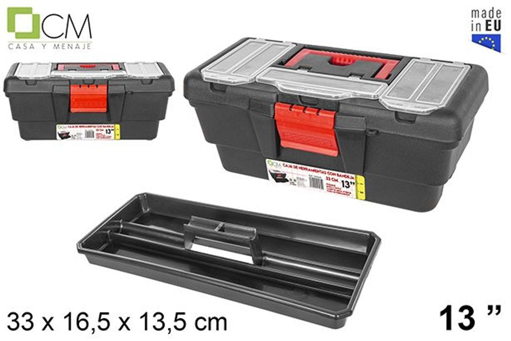 Cassetta attrezzi in plastica con vassoio 33 cm 13"