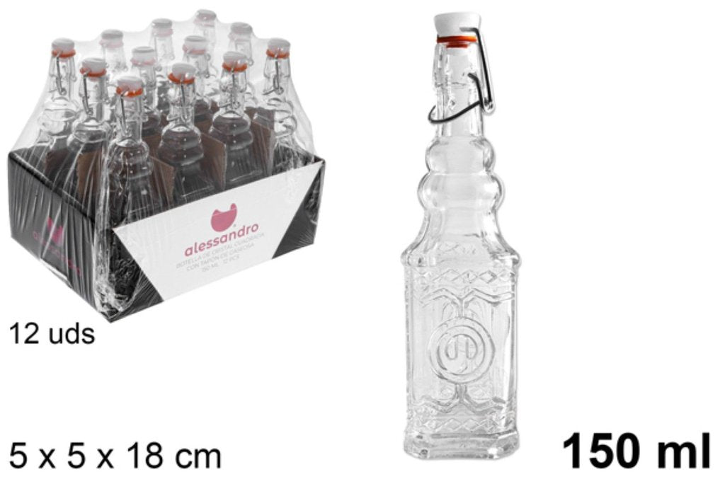 Bottiglia di Vetro con Tappo Meccanico 150 ml