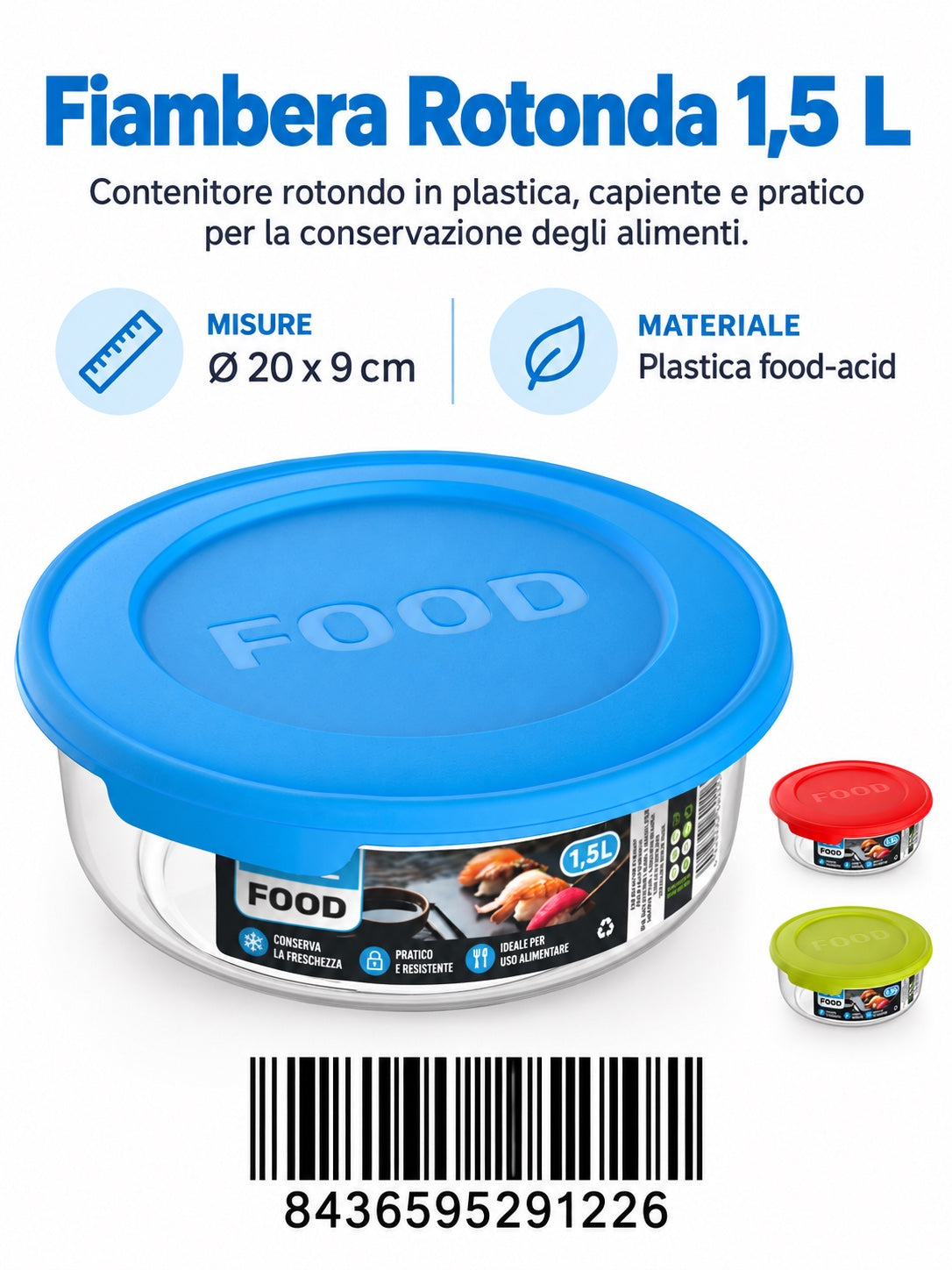 Contenitore Alimentare Rotondo 1,5L Serie Food - Acid